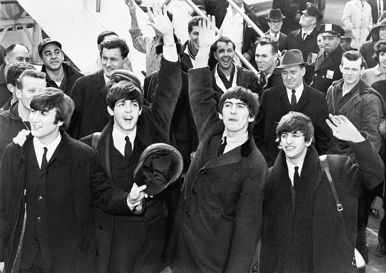 The Beatles arriving at Kennedy Airport in New York, February 1964